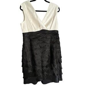 Vintage Willow Glen Sleeveless Black and Ivory Cocktail Dress Size 14Petite